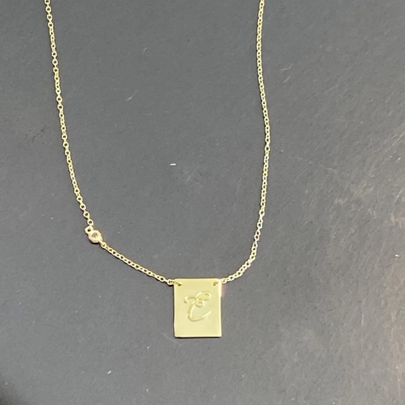 Savvy Cie Jewels 18K Gold Vermeil CZ Script Initial Pendant Necklace Letter E - Picture 4 of 8